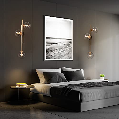 Classy Leaves Bathroom Vanity Light, Gold Bathroom Light Fixtures, 3-Light Black and Gold Vanity Lights for Bedroom & Hallway, 30’’ L x 9.5’’ W x 12’’ H