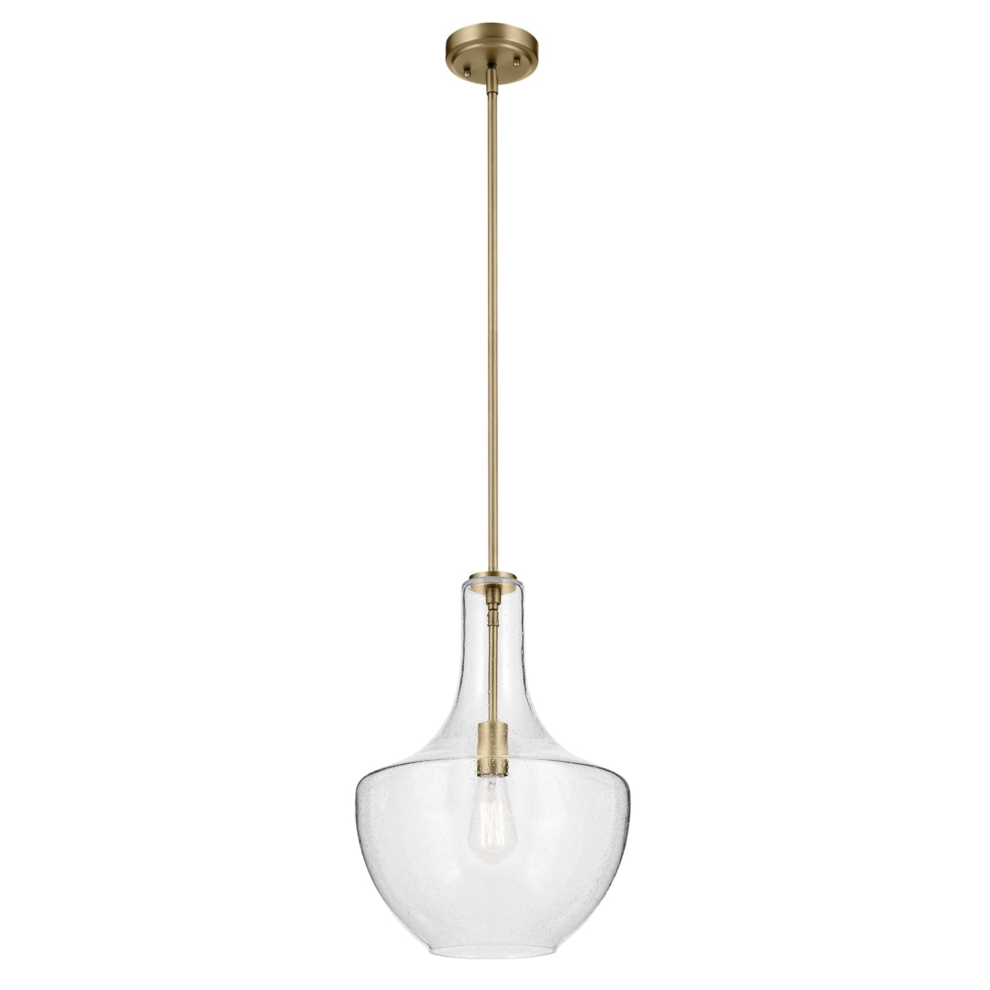 KICHLER Everly 19.75" 1 Light Bell Pendant Clear Glass Natural Brass