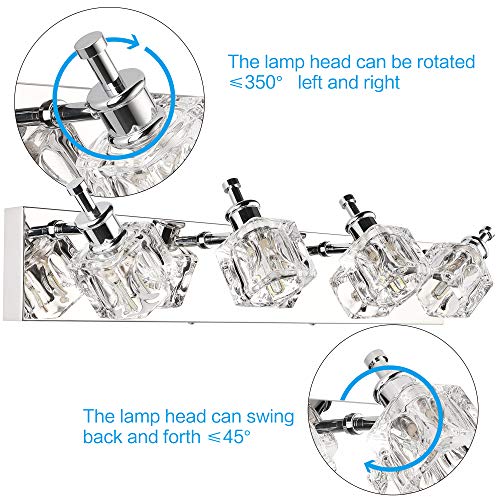 PRESDE 4 Lights Bathroom Light Fixtures Over Mirror Crystal Modern Vanity Light for Bathroom LED Chrome Bath Wall Lighting