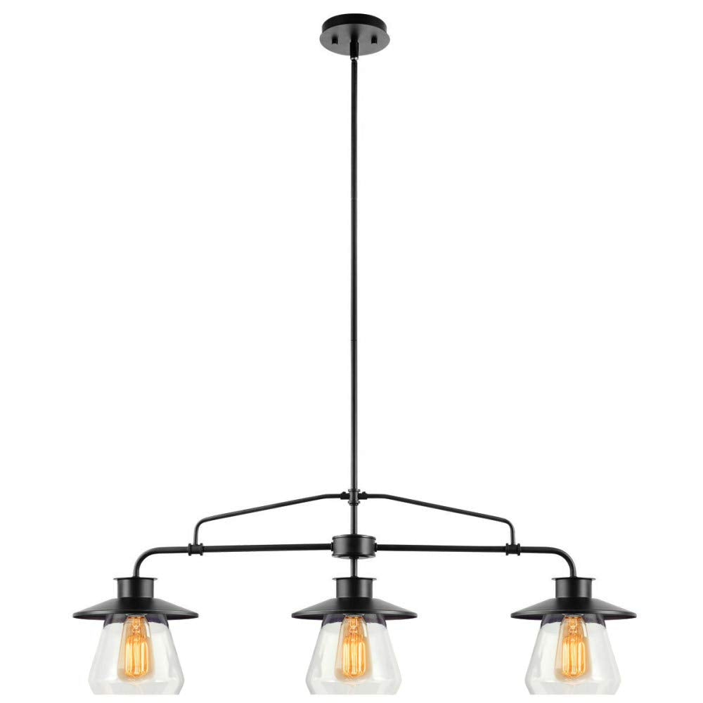 Globe Electric 64845 Nate 3-Light Pendant, Oil Rubbed Bronze, Clear Glass Shades, Bulb Not Included