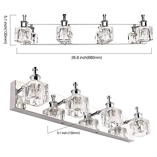 PRESDE 4 Lights Bathroom Light Fixtures Over Mirror Crystal Modern Vanity Light for Bathroom LED Chrome Bath Wall Lighting