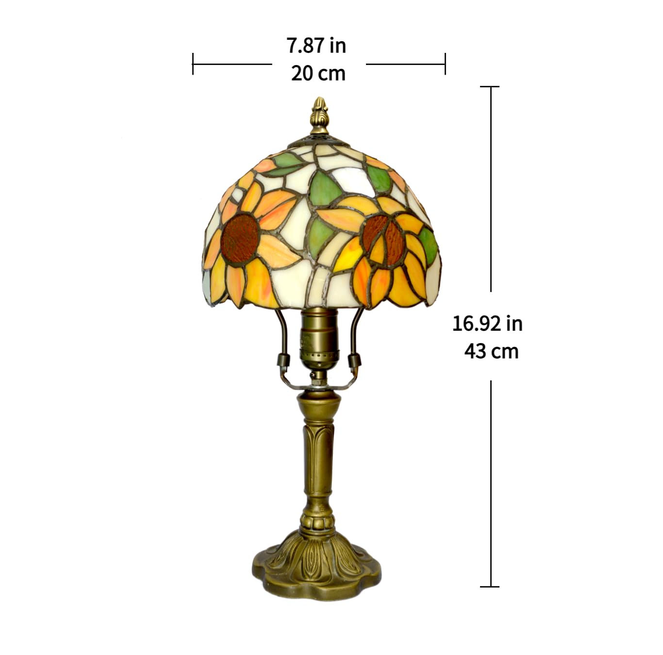 Tiffany Lamp Stained Glass 3 Way Table Lamp,Yellow Sunflower Bedside Table Lamp LED E26 Bulb, for Bedroom Living Room,Included 3 Way LED Bulb