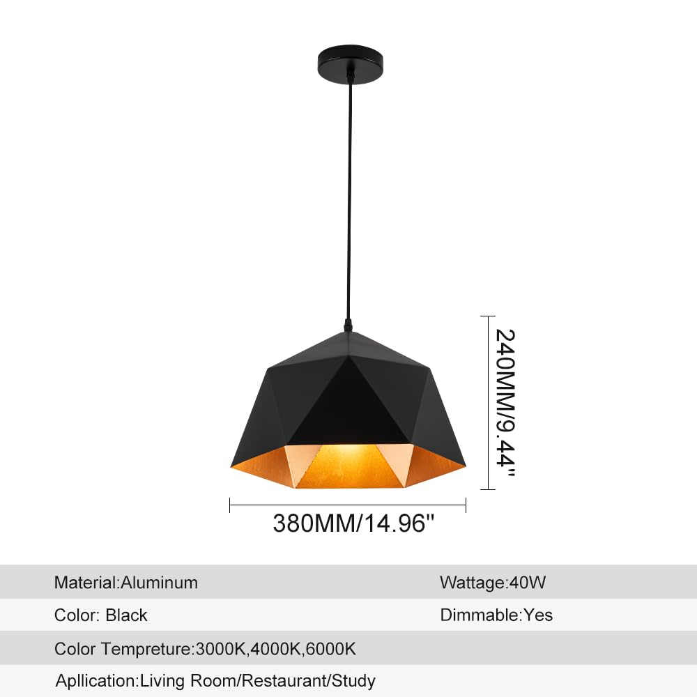 ROYAL PEARL Hanging Pendant Light 40W Kitchen Pendant Light fixtures for Office Dining Room Kitchen Living Room Bedroom, Light Pendants for Kitchen Island, Dimmable, 110V, 3000K, 4000k, 6000K