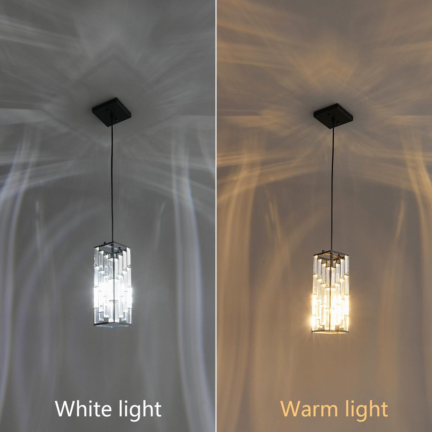 FDPBY Black Pendant Lighting Modern Pendant Light, Mini Crystal Chandeliers,Adjustable Pendant Light Fixture for Kitchen Island Dinning Room Bedroom (3 Pack)