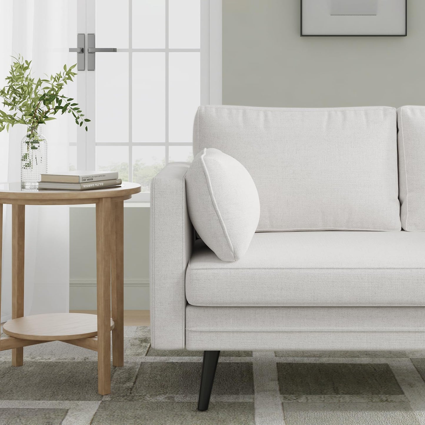 Novilla 66" Fabric Loveseat Sofa, 700 LBS Weight Capacity, Simple Assembly Required, Fabric Couch for Living Room, Bedroom, Home Office, Cream Couch