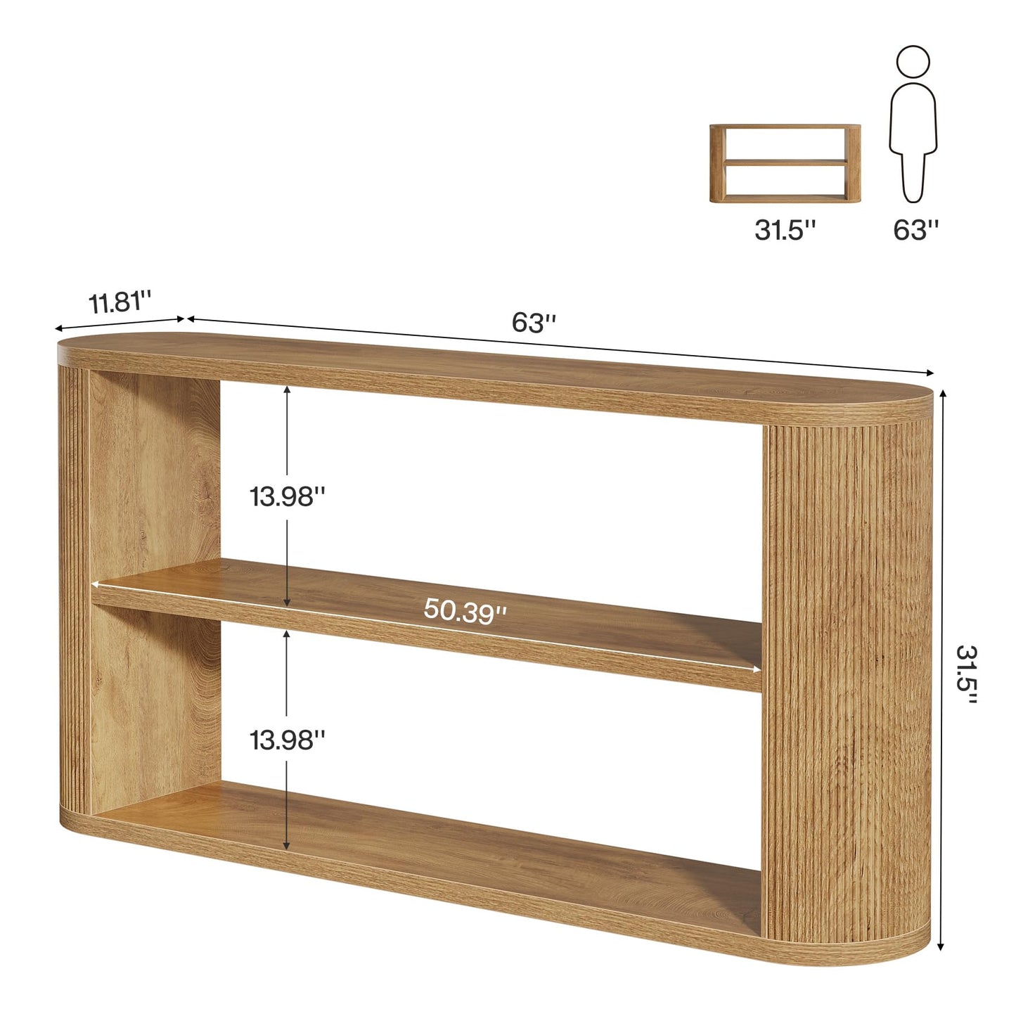 Tribesigns 63-Inch Console Table, Farmhouse Entryway Table with 3-Tier Open Shelf, Narrow Wooden Behind The Couch for Entryway, Living Room, Hallway