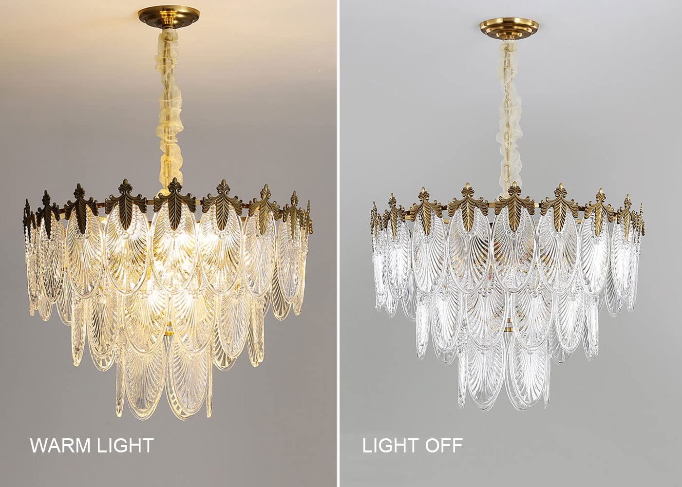 A Million Modern Pendant Chandelier, 8-Light Round 24" LED Ceiling Light, 3-Tier Crystal Hanging Clear Lampshade Lighting Fixture for Dinning Rooms Living Room (Gold)
