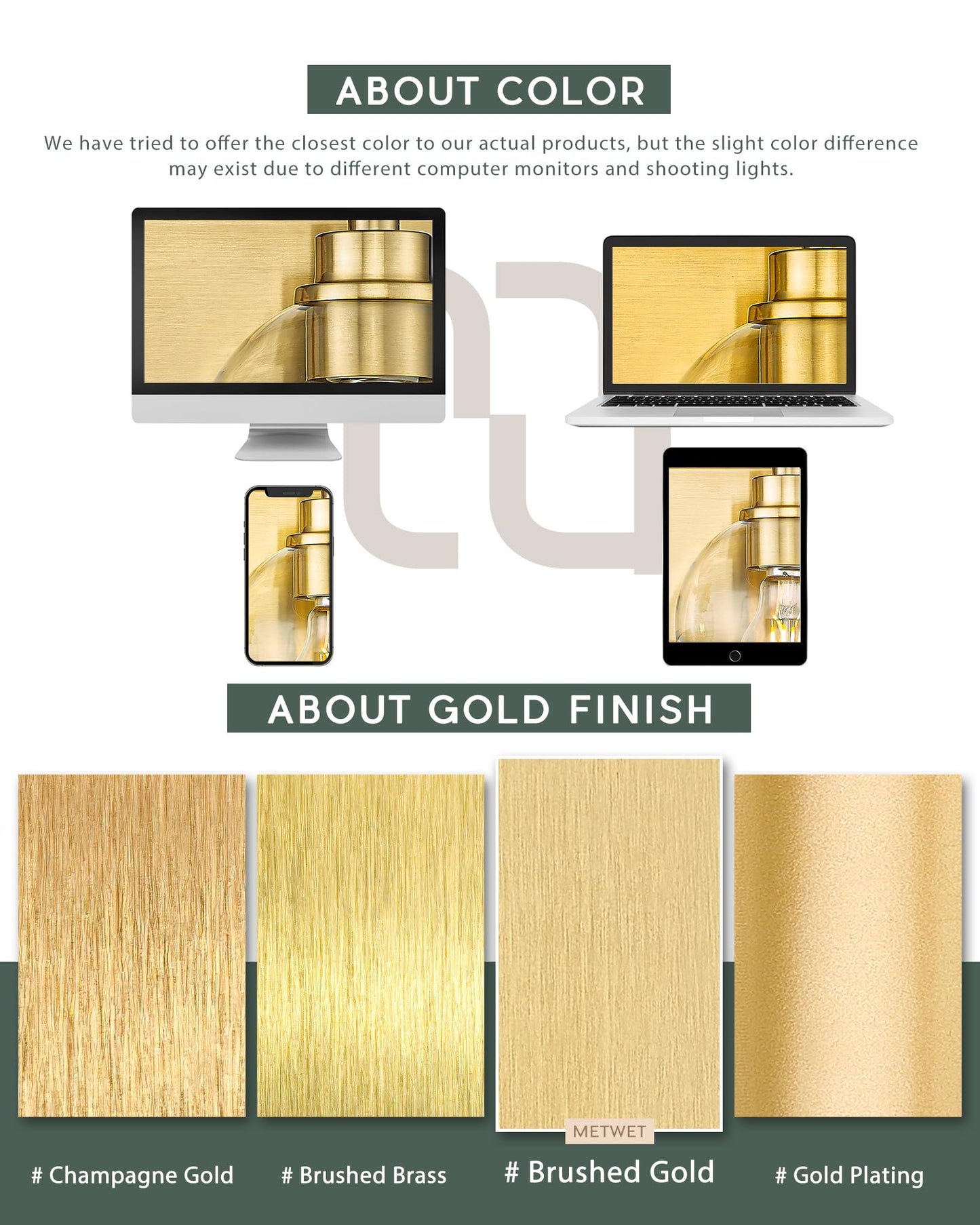 METWET Bathroom Light Fixtures, Brushed Gold Vanity Lights with Flared White Fabric Shade, 3 Light Wall Sconce, Modern Sconces Wall Lighting for Hallway Bedroom, VL837-BG-3