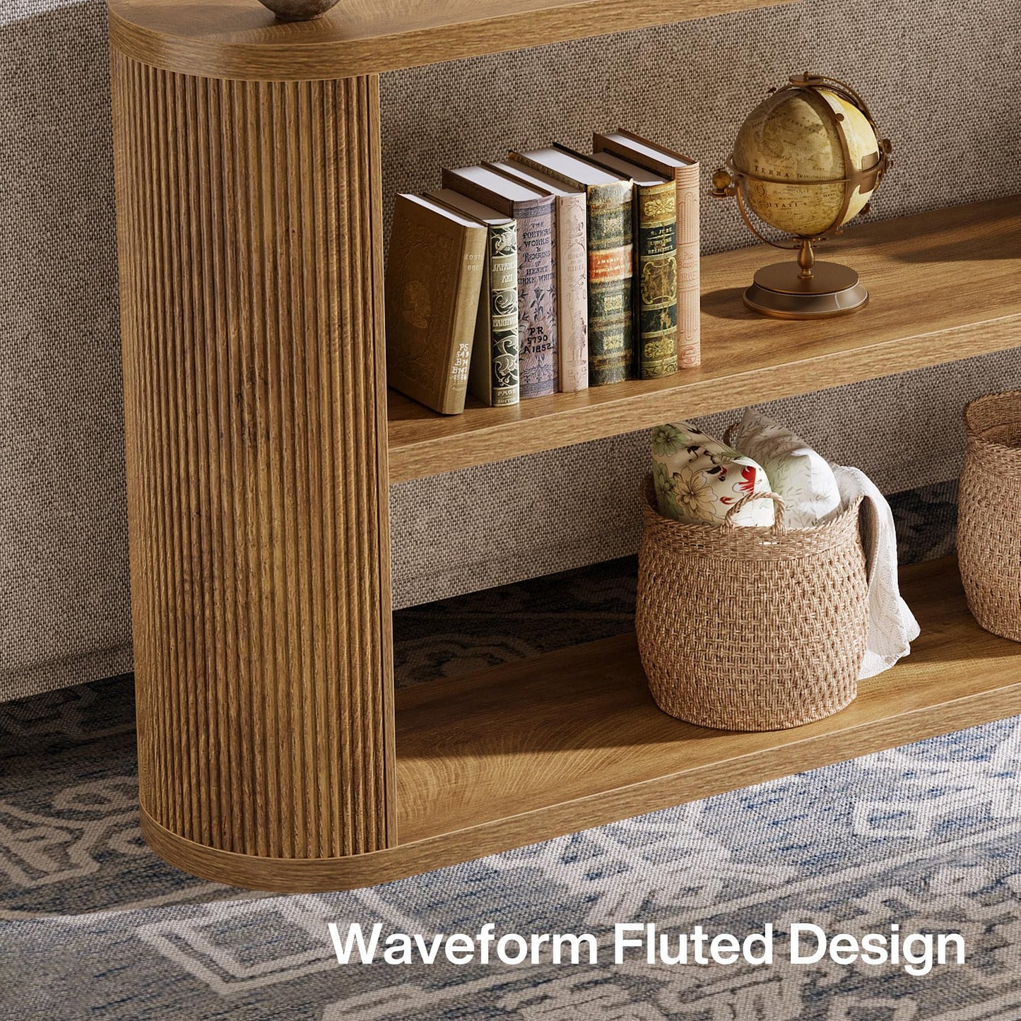 Tribesigns 63-Inch Console Table, Farmhouse Entryway Table with 3-Tier Open Shelf, Narrow Wooden Behind The Couch for Entryway, Living Room, Hallway