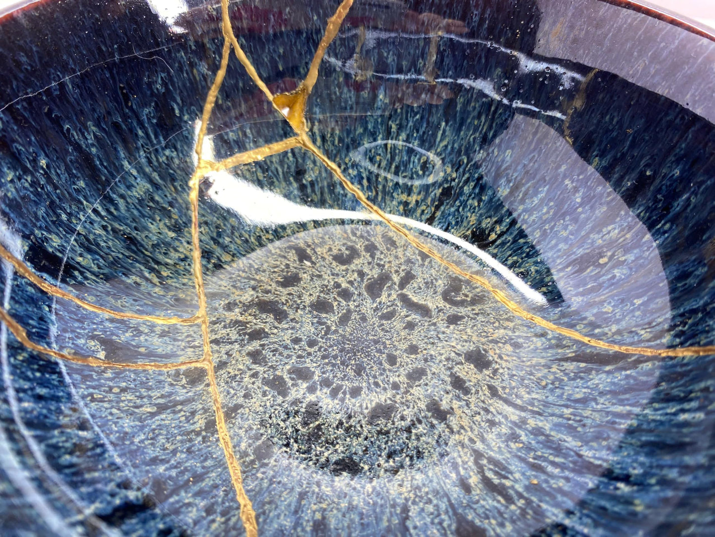 Sapphire Glaze Kintsugi Bowl – Ceramic Art - Embracing Beauty in Imperfection (6.3" x 2.75")