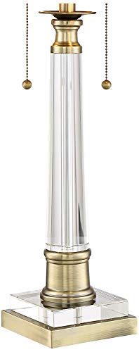 Vienna Full Spectrum Stephan Traditional Luxury Table Lamp 30" Tall Crystal Column Antique Brass Gold Black Drum Shade Decor for Living Room Bedroom House Bedside Nightstand Home Office Entryway