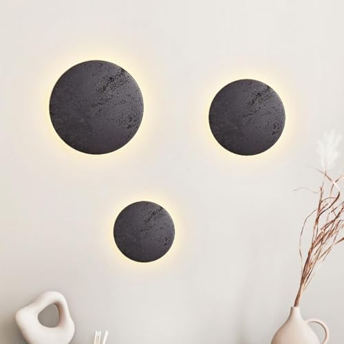 Black Travertine Wall Sconce - Japanese Wabi Sabi Style Minimalist Hardwired Natural Stone Lamp for Living Room, Aisle, Stairs, Balcony - Modern Farmhouse Decor