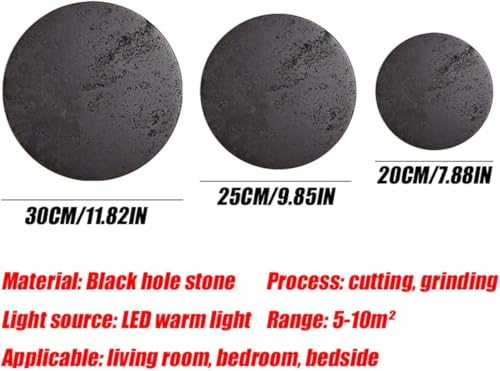 Black Travertine Wall Sconce - Japanese Wabi Sabi Style Minimalist Hardwired Natural Stone Lamp for Living Room, Aisle, Stairs, Balcony - Modern Farmhouse Decor