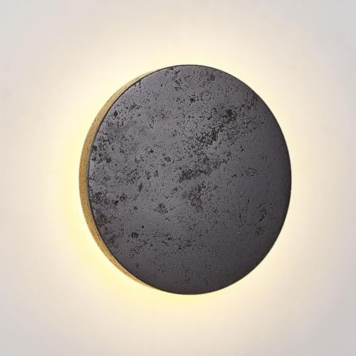 Black Travertine Wall Sconce - Japanese Wabi Sabi Style Minimalist Hardwired Natural Stone Lamp for Living Room, Aisle, Stairs, Balcony - Modern Farmhouse Decor