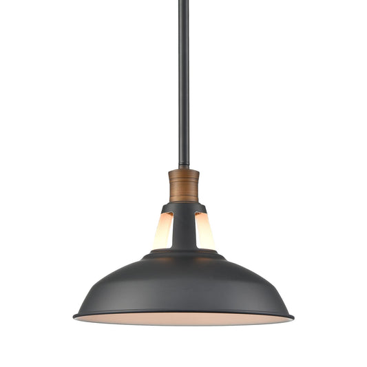 CLAXY Pendant Light Industrial Farmhouse Pendant Lighting Matte Black Loft Barn Hanging Kitchen Pendant Light Fixtures-12.2"