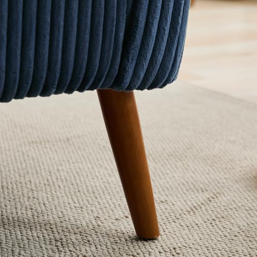 YINFITIN 50.8" Minimalist Modern Sofa Couch, Corduroy 2-Seat Upholstered Sofa, Comfy Loveseat with Curved Armrest&Solid Wood Legs for Apartment Bedroom Small Space Office Studio, Navy