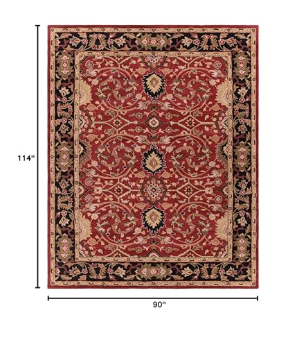 Mark&Day Wool Rugs, 8x10 Hardisty Traditional Burgundy Area Rug, Red Black Beige Carpet for Living Room, Bedroom or Kitchen (7'6" x 9'6")