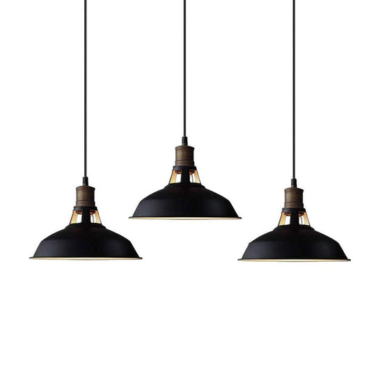 CLAXY Farmhouse Pendant Light Black Hanging Pendant Light Fixture for Kitchen Bar Restaurant Cafe, 3 Pack