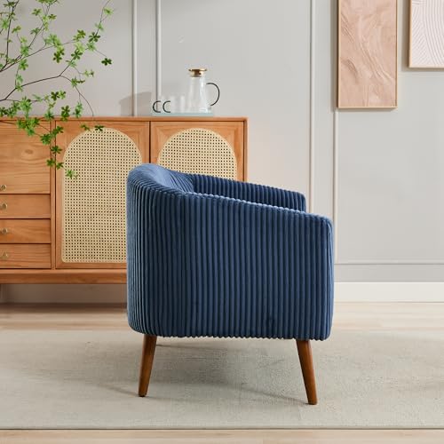 YINFITIN 50.8" Minimalist Modern Sofa Couch, Corduroy 2-Seat Upholstered Sofa, Comfy Loveseat with Curved Armrest&Solid Wood Legs for Apartment Bedroom Small Space Office Studio, Navy