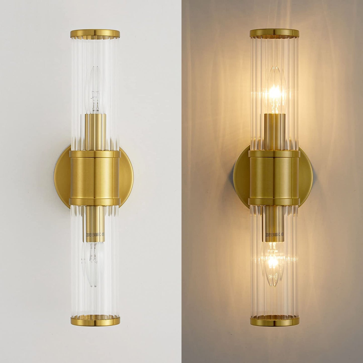 Linour Wall Sconces Set of Two Gold Morden Wall Lamp for Bathroom Living Room Vanity Lights Fixture (Without Bulbs)