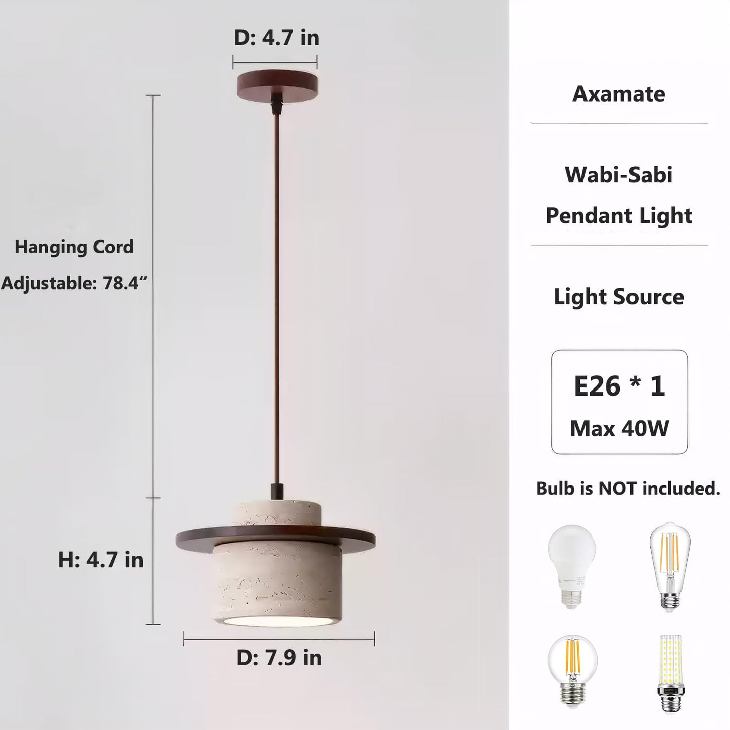 Axamate Japanese Style Wabi Sabi Pendant Light Nordic Marble Chandeliers Natural Stone Shade Simple Hanging Light Fixture for Dining Room Bedside Kitchen Island Hallway