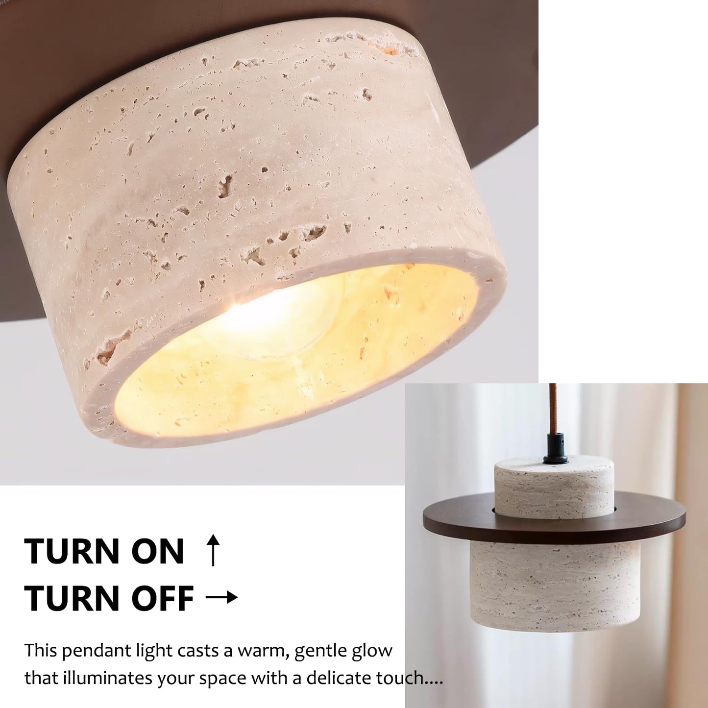 Axamate Japanese Style Wabi Sabi Pendant Light Nordic Marble Chandeliers Natural Stone Shade Simple Hanging Light Fixture for Dining Room Bedside Kitchen Island Hallway