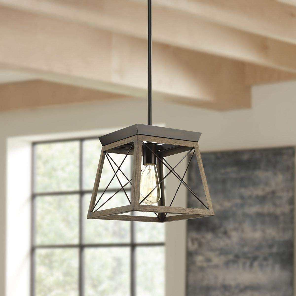 Briarwood Collection 1-Light Coastal Mini-Pendant Light Antique Bronze