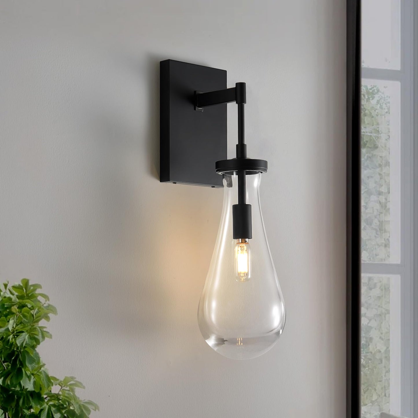 SHEKAITAO 17" L Wall Sconces,Black Wall Lights Fixtures Bathroom Vanity Light Morden Wall Sconce Raindrop Wall Lamps for Living Room,Bedroom,Hallway,Stairs,Indoor