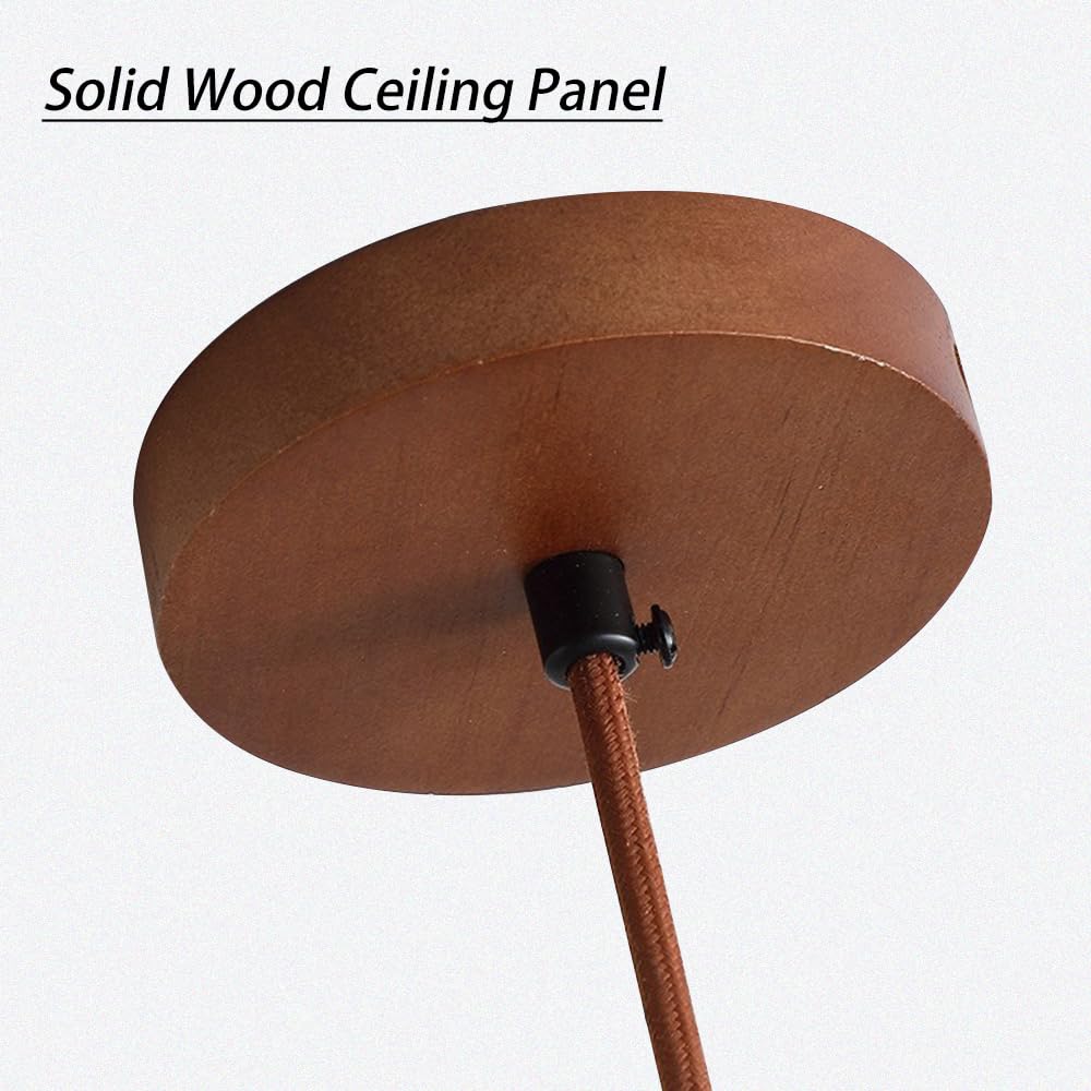 WOSBO Wabi Sabi Pendant Light, 5.9" Natural Yellow Travertine Pendant Light with Round Stone Shade and Wooden Globe, Retro Mini Pendant Lighting Perfect for Bedroom Bedside Light Living Room Kitchen