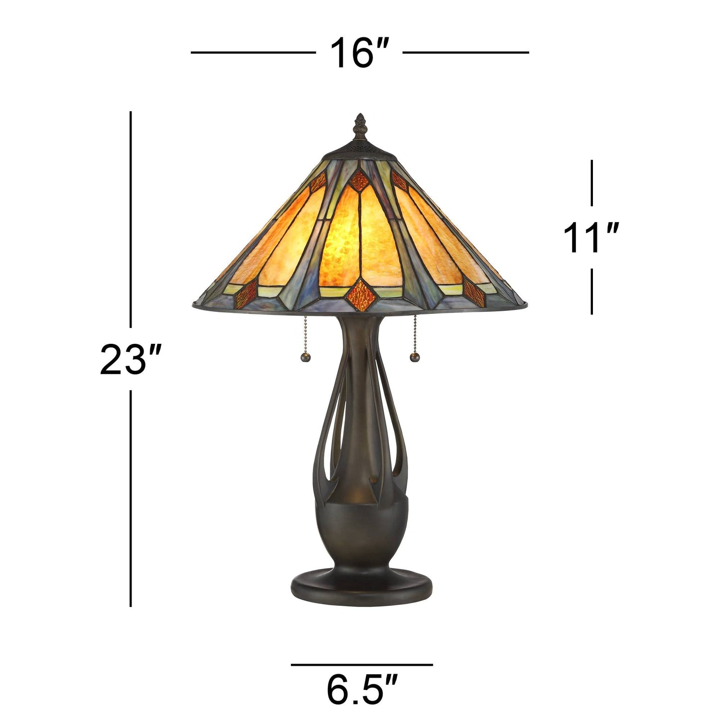 Robert Louis Tiffany Gerald Traditional Mission Tiffany Style Accent Table Lamp 23" High Deep Metallic Antique Art Glass Shade Decor for Living Room Bedroom House Bedside Nightstand Home Office