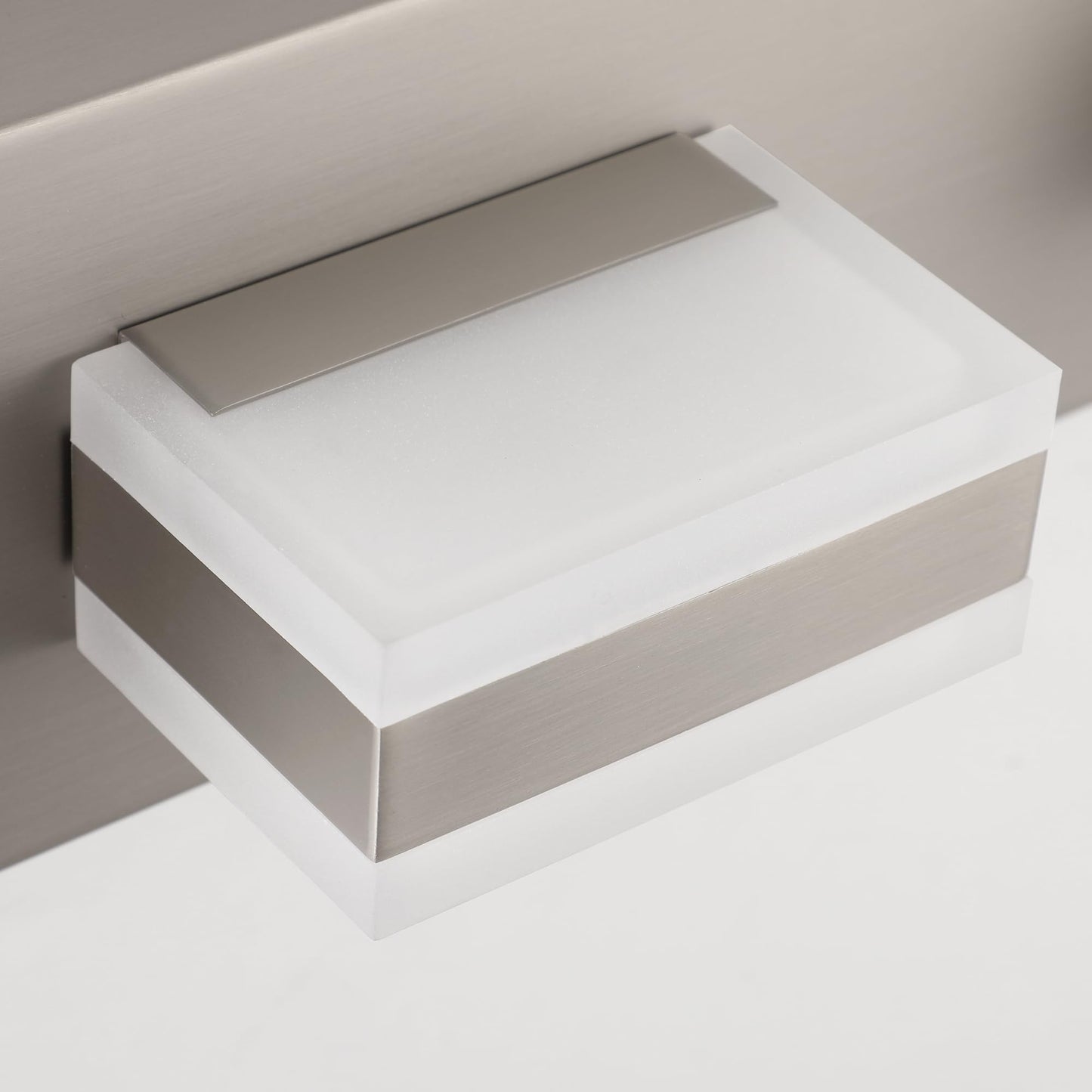 SOLFART Bathroom Vanity Lights Brushed Nickel Light Fixtures for Bathroom Above Mirror 4 Light Led Lights Bath Lighting Fixture Nickel