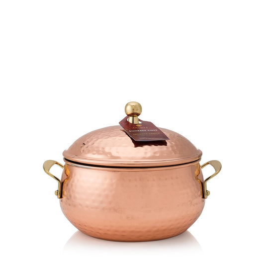 Thymes Simmered Cider Copper Candle - Warm & Spicy Apple Scented Candles for Home - Notes of Apple, Clove, and Cardamom - Luxury Gifts for Women - Fall Decor - 3 Wick (Copper Pot, 18 oz)