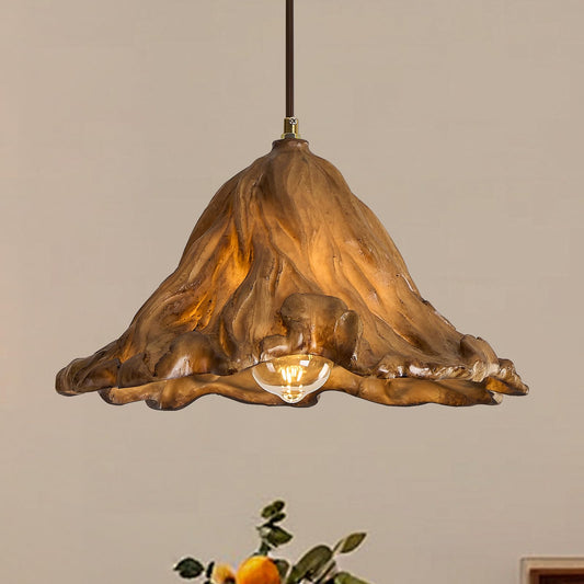 GLUNEX Brown Pendant Light Dining Room Chandelier 14.17" Wabi sabi Pendant Lighting for Hallway Restaurant Bedroom Living Room Foyer