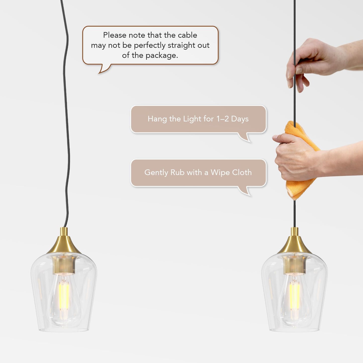 VONLUCE Pendant Lights Kitchen Island, Brushed Gold Pendant Light Fixtures with E26 Base & Adjustable Cable, Modern Pendant Lighting with Glass Shade for Living Room Bedroom Hallway, 3 Packs