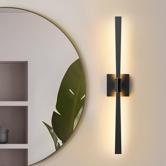 JACKYLED Modern Bathroom Light Fixtures Over Mirror IP44 Waterproof 2-Head Black and Gold Bathroom Vanity Light Bars 360° Swivel 24W LED 1200LM 24-Inch Vanity Lights for Mirror 2700K/4000K/6500K