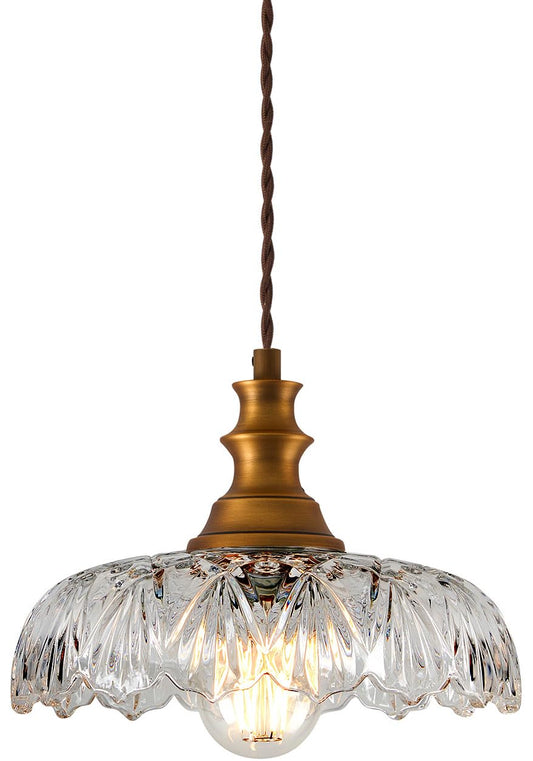 Vintage/Antique Brass Glass Pendant Light Fixture Over Sink/Table for Kitchen Island,Farmhouse Gold Hanging Pendant Chandelier for Bedroom Hotel Dining Room