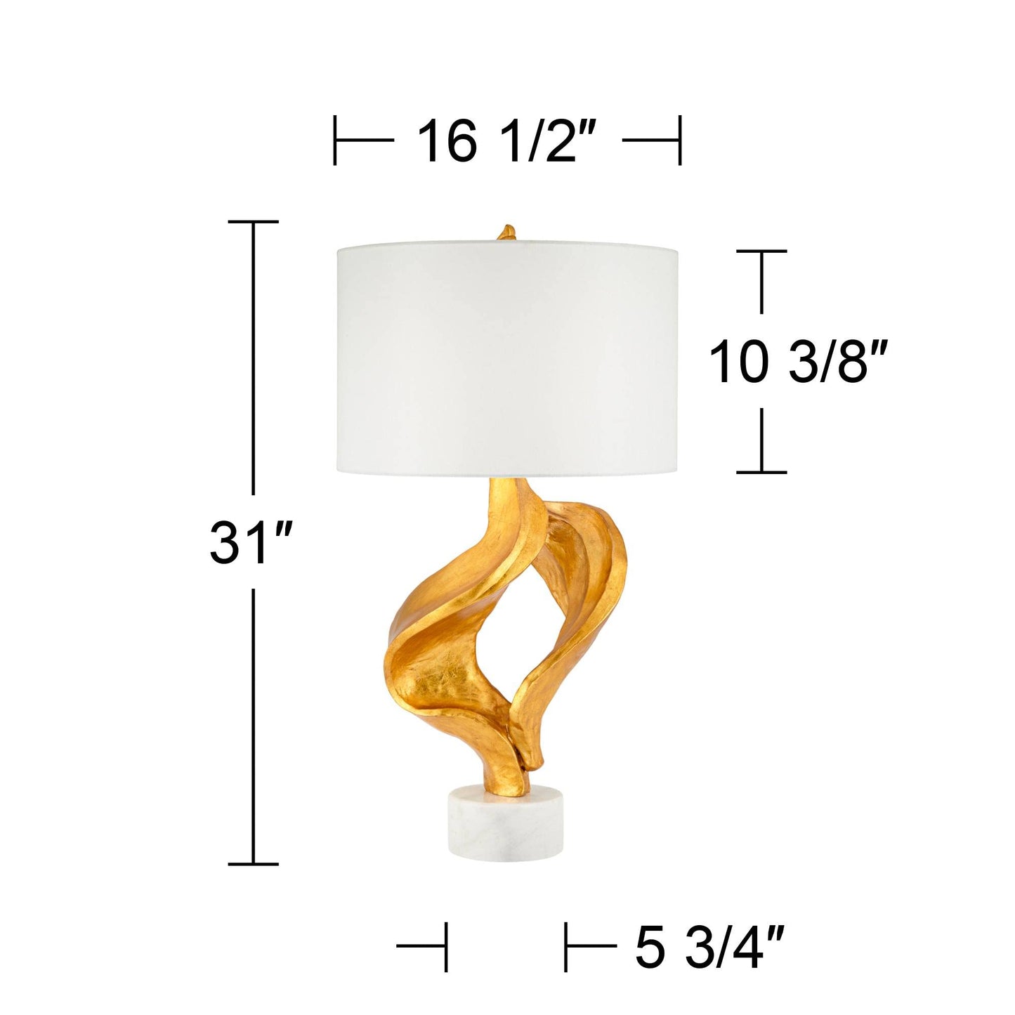 Possini Euro Design Hera Modern Glam Luxury Table Lamp Decor 31" Tall Sculptural Gold Leaf White Fabric Drum Shade Marble Base for Living Room Bedroom House Bedside Nightstand Home Office Entryway