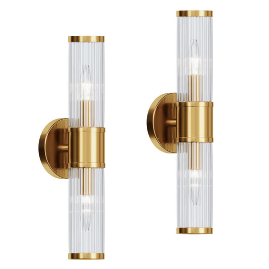 Linour Wall Sconces Set of Two Gold Morden Wall Lamp for Bathroom Living Room Vanity Lights Fixture (Without Bulbs)