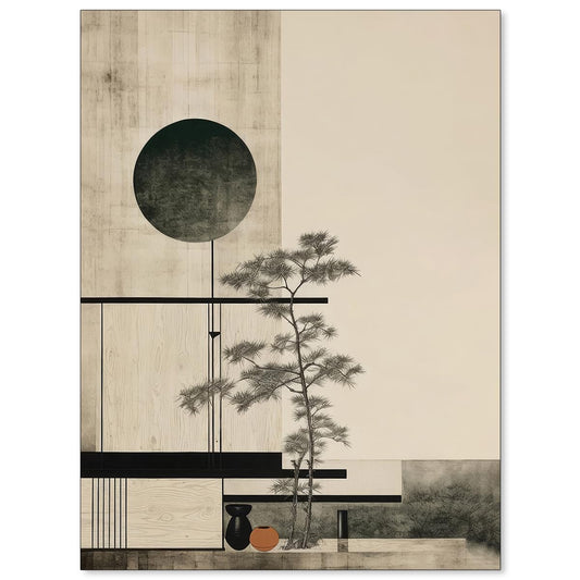 Haitunone Japandi Scandinavian Wall Art Japanese Mid Century Wabi Sabi Posters Vintage Minimalist Modern Canvas Prints for Living Room Bedroom Dorm Wall Decor 12X16 inch Unframed