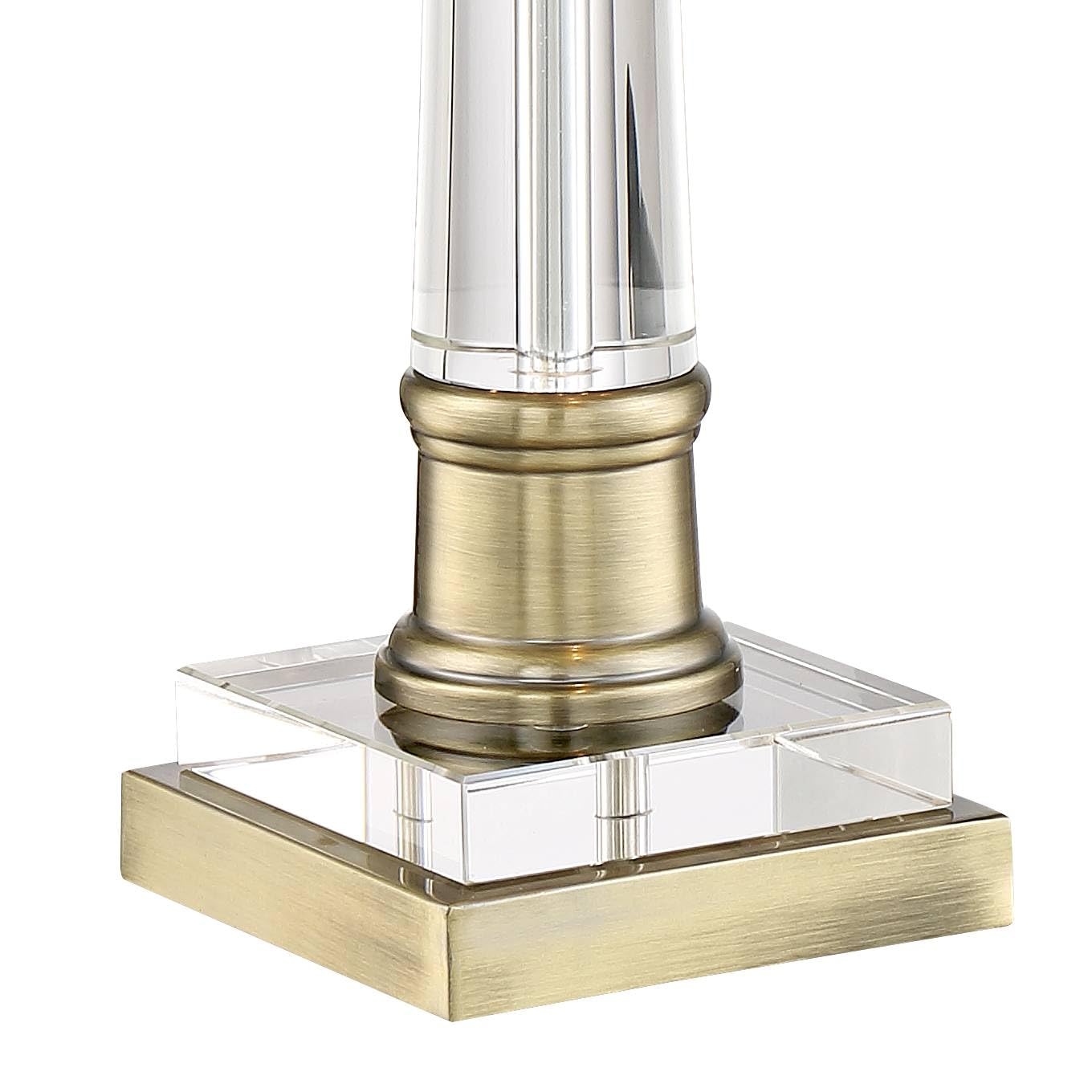 Vienna Full Spectrum Stephan Traditional Luxury Table Lamp 30" Tall Crystal Column Antique Brass Gold Black Drum Shade Decor for Living Room Bedroom House Bedside Nightstand Home Office Entryway