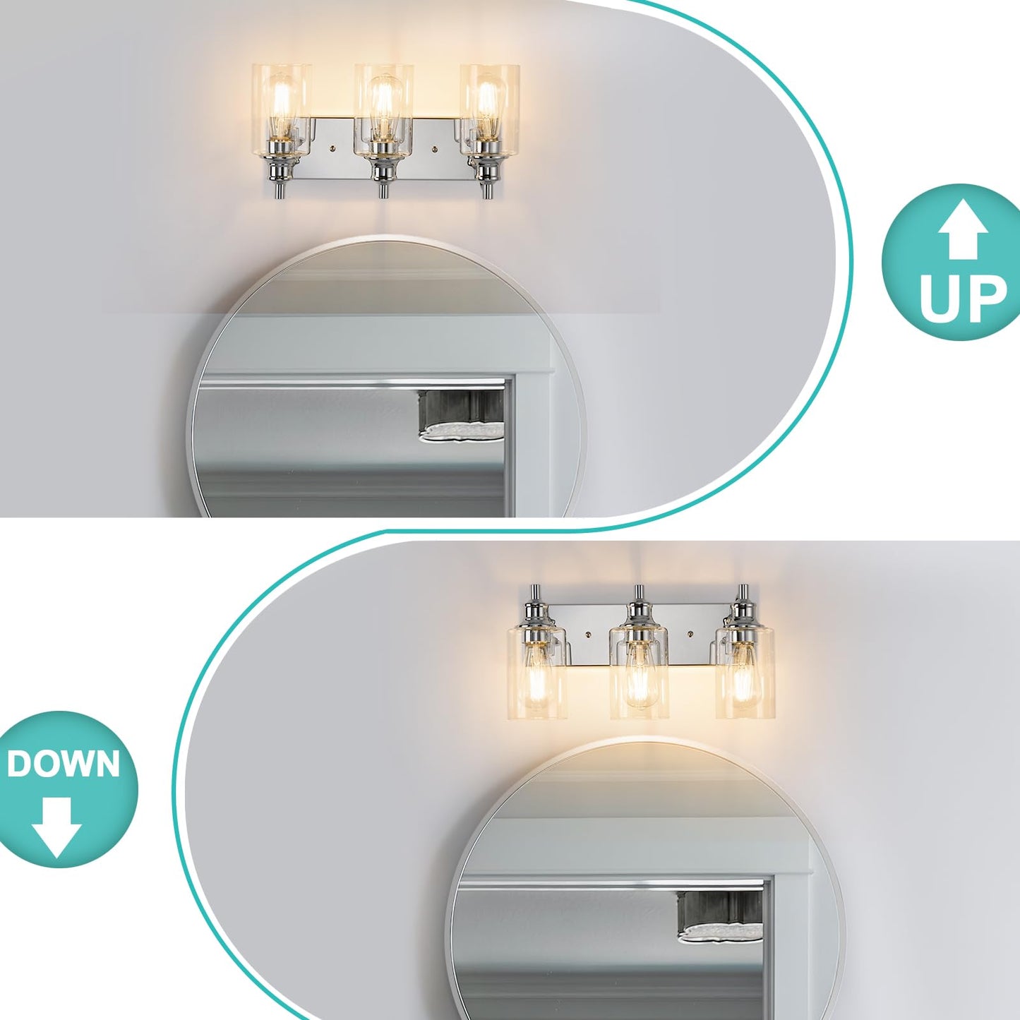 ALAISLYC 3-Light Bathroom Light Fixtures Modern Chrome Vanity Lights for Bathroom Lighting Fixtures Over Mirror for Cabinet Mirror Bedroom Hallway