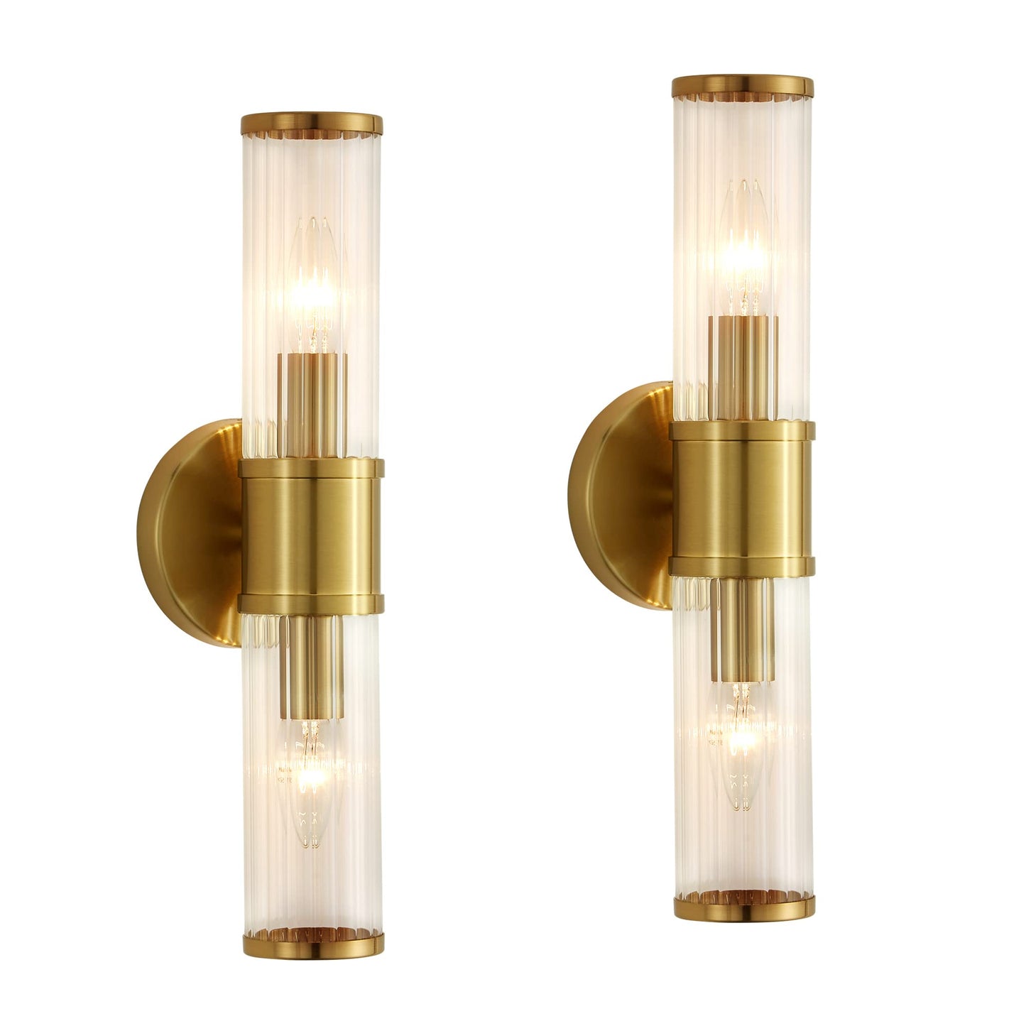 Linour Wall Sconces Set of Two Gold Morden Wall Lamp for Bathroom Living Room Vanity Lights Fixture (Without Bulbs)