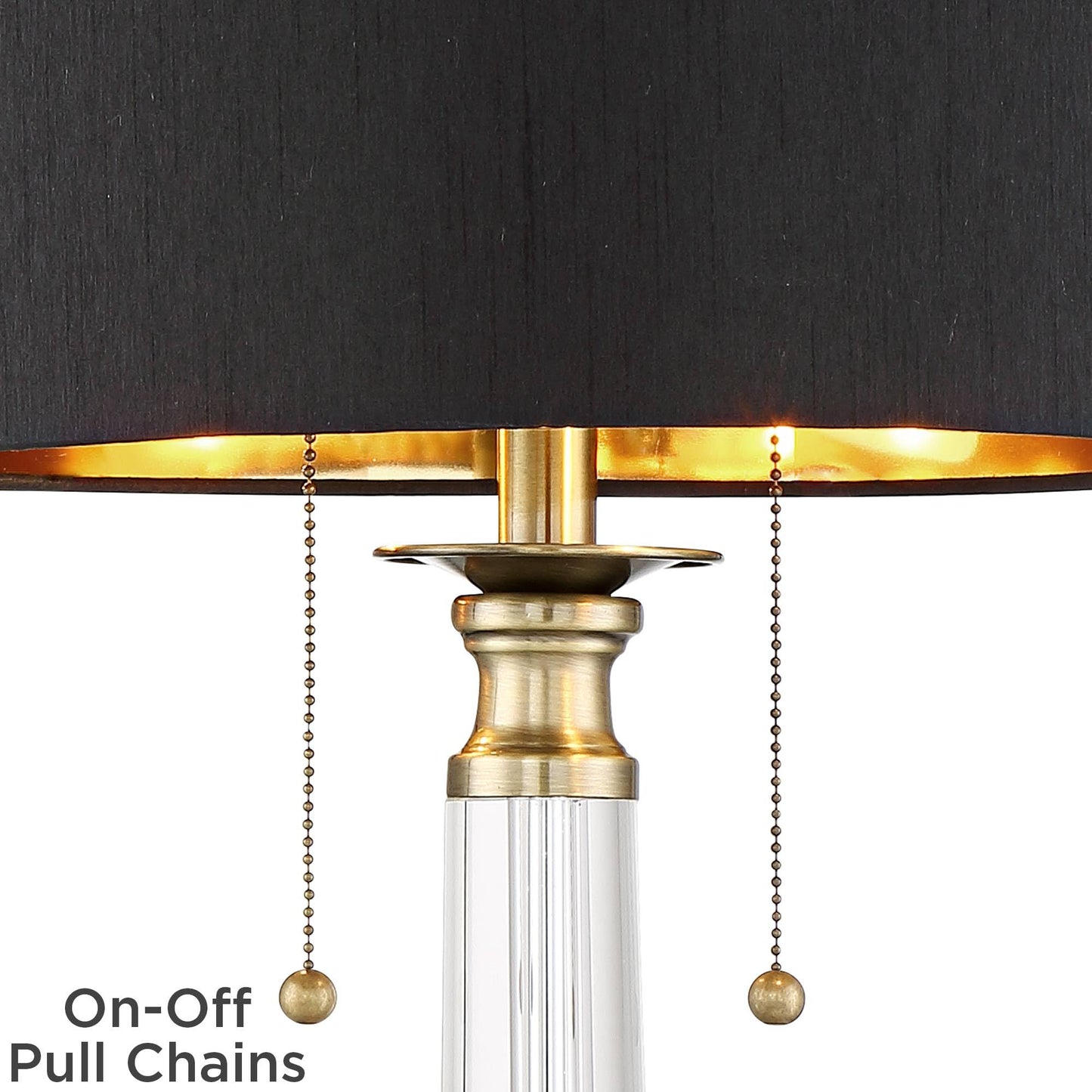 Vienna Full Spectrum Stephan Traditional Luxury Table Lamp 30" Tall Crystal Column Antique Brass Gold Black Drum Shade Decor for Living Room Bedroom House Bedside Nightstand Home Office Entryway