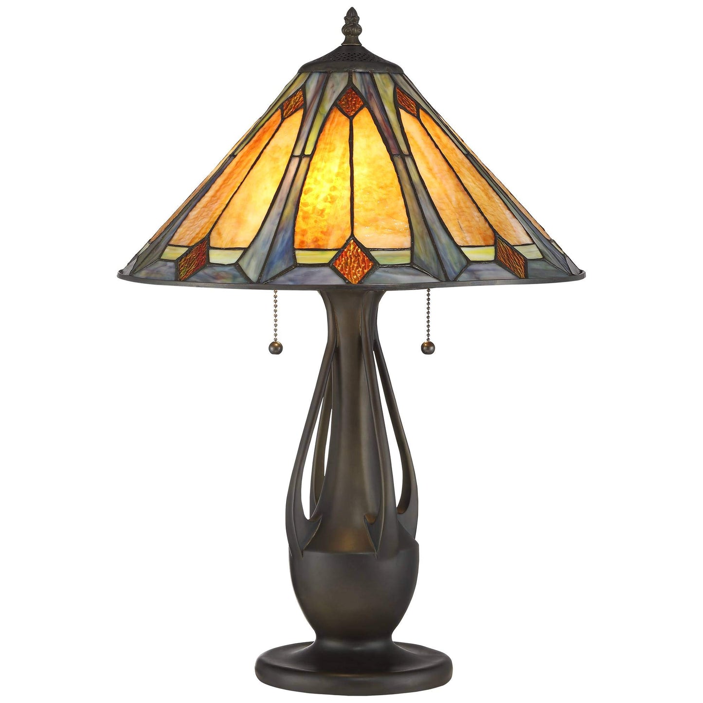 Robert Louis Tiffany Gerald Traditional Mission Tiffany Style Accent Table Lamp 23" High Deep Metallic Antique Art Glass Shade Decor for Living Room Bedroom House Bedside Nightstand Home Office