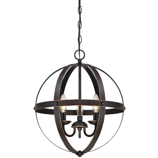 Westinghouse 6341800 Stella Mira Three-Light Pendant, Oil Rubbed Bronze Finish with Highlights