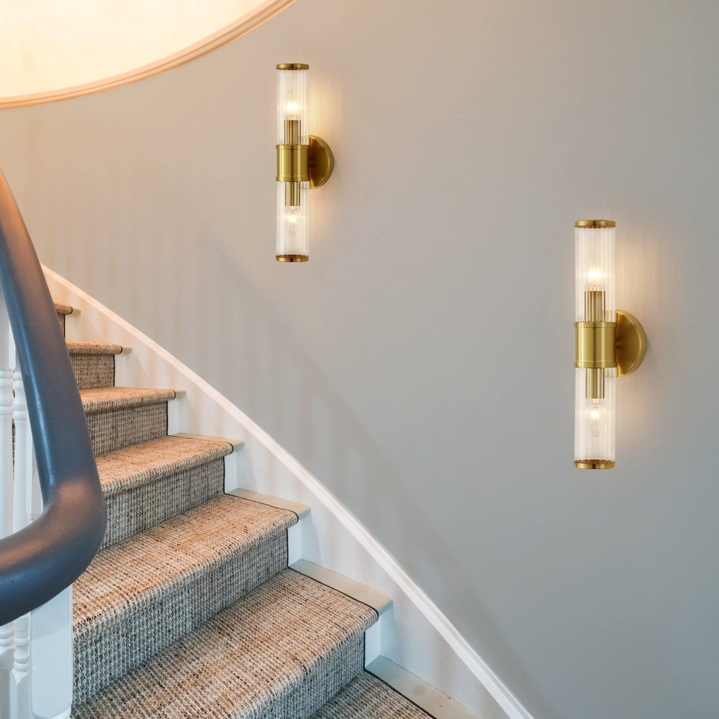 Linour Wall Sconces Set of Two Gold Morden Wall Lamp for Bathroom Living Room Vanity Lights Fixture (Without Bulbs)