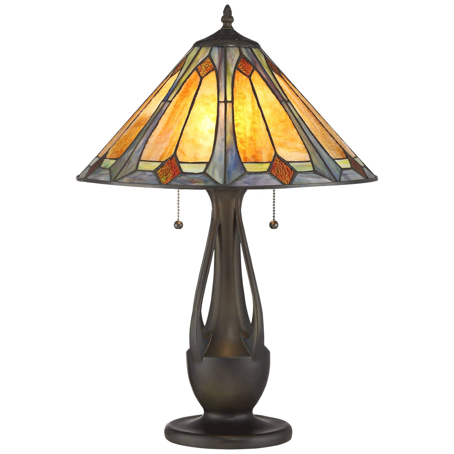 Robert Louis Tiffany Gerald Traditional Mission Tiffany Style Accent Table Lamp 23" High Deep Metallic Antique Art Glass Shade Decor for Living Room Bedroom House Bedside Nightstand Home Office