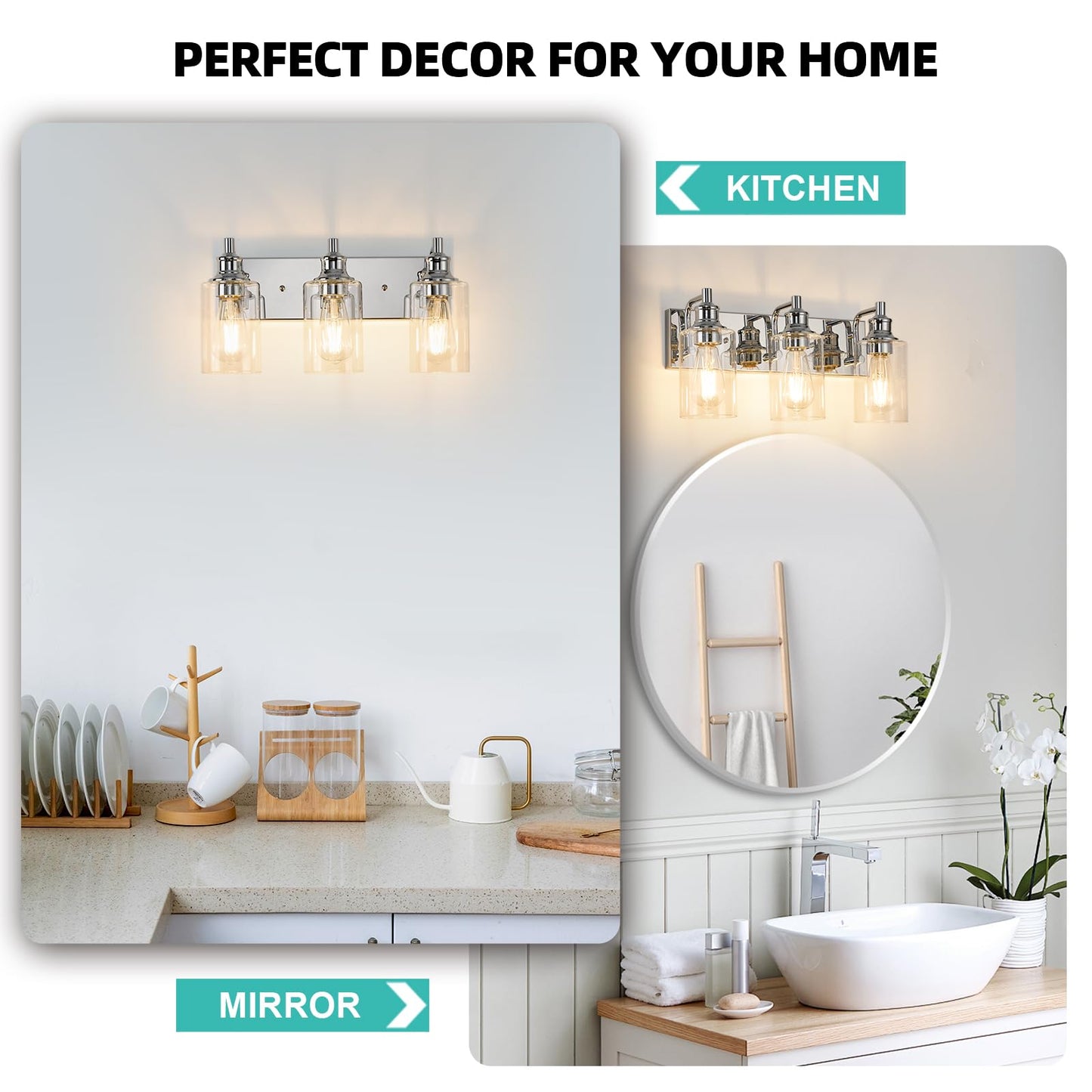 ALAISLYC 3-Light Bathroom Light Fixtures Modern Chrome Vanity Lights for Bathroom Lighting Fixtures Over Mirror for Cabinet Mirror Bedroom Hallway