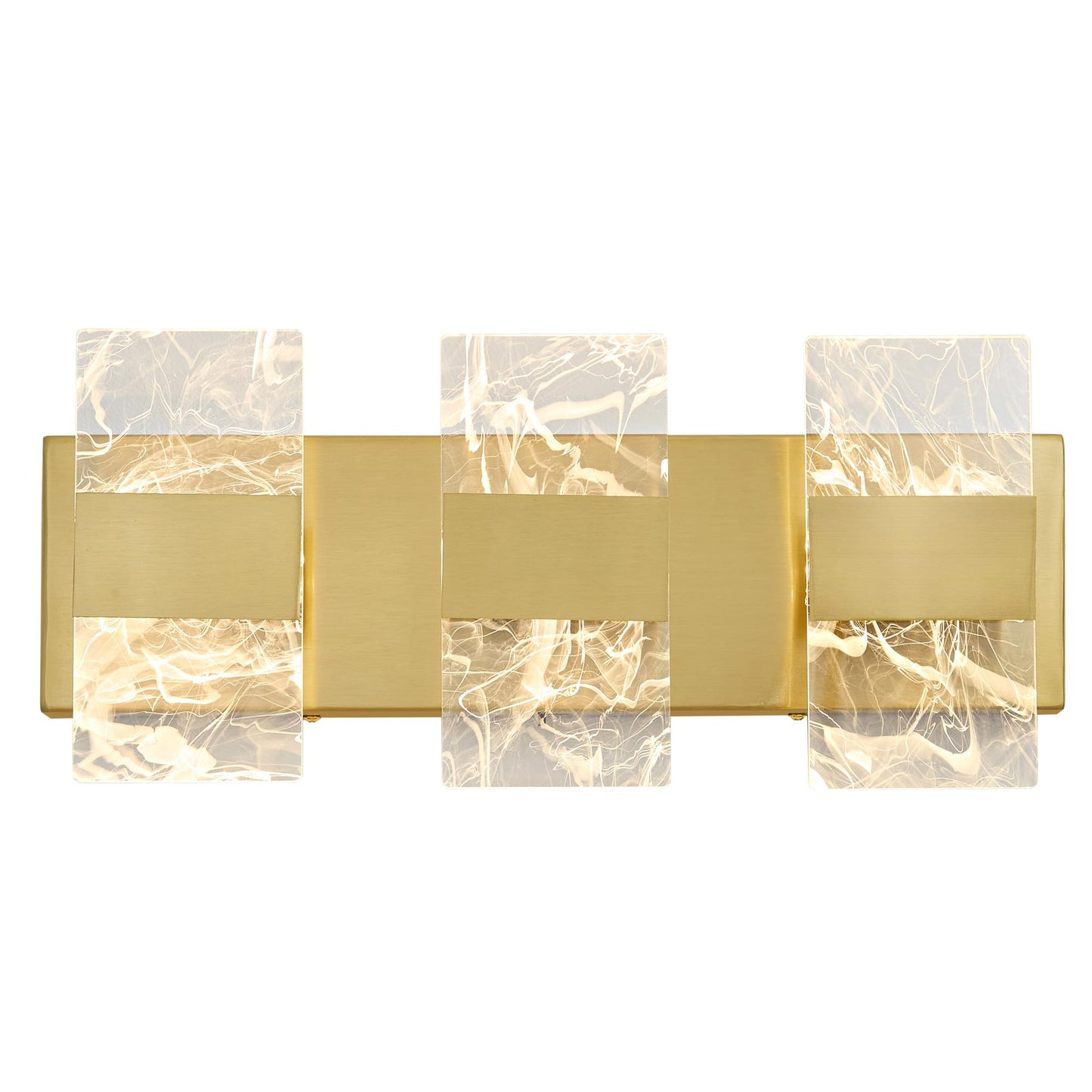 NADOSA Modern LED Bathroom Light Fixtures 3-Light Gold Vanitys Light, 5CCT Adjustable Lighting Fixture Vanity Lights Over Mirror, Smoked Acrylic LED Vanity Lights for Bathroom
