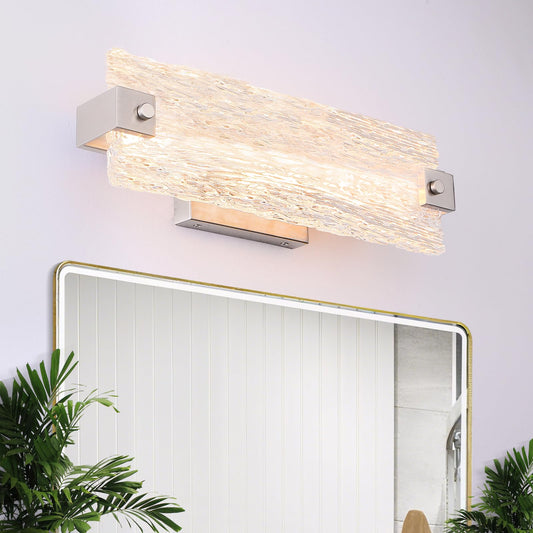 Osimir Brushed Nickel Bathroom Vanity Light, 16.5 Inch 10W Dimmable LED Bathroom Light Fixture Over Mirror, Modern Crystal Bar Wall Sconce Lighting for Bath, 3CCT, OS-MM5001-2BN